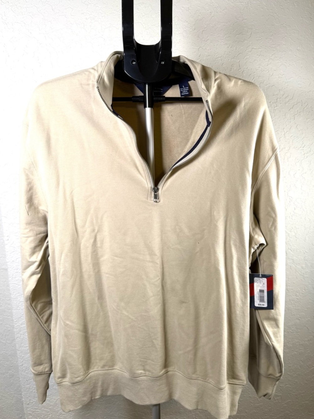Roundtree & Yorke Trademark Men’s Large Quarter Zip Pullover Sweatshirt Beige